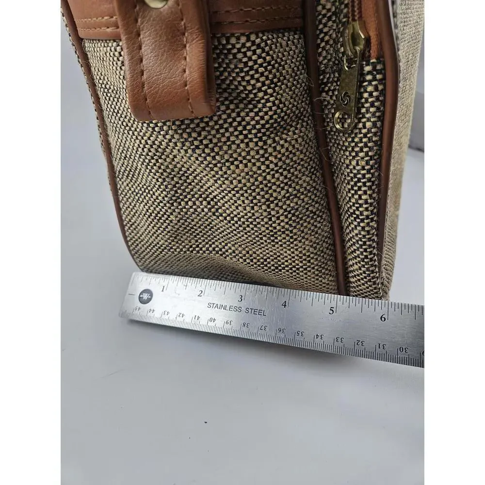 ​Vintage Samsonite Tapestry Travel Bag Zippered Shoulder Strap 14 Tweed Pattern